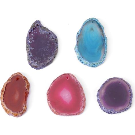 Lot de 5 tranches d'agate naturelles irrégulières 30-40mm, multi-usages pour décoration et bricolage DIY (1/5)
