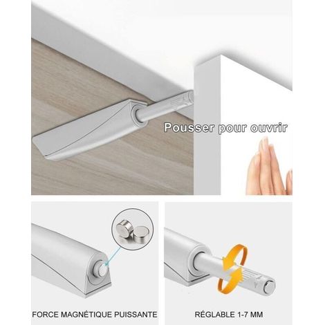 Amortisseur push-to-open pour porte de placard – Système magnétique silencieux, 4 pièces, montage facile, compatible armoires et tiroirs (1/5)