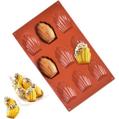2 Pcs Moule à madeleine en silicone, moule à gâteau madeleines pour gâteau/ pudding/ chocolat (1/4)