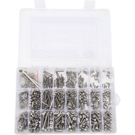 Kit de 1080 vis à tête bombée en acier inoxydable 304, écrous et boulons assortis avec clé hexagonale (1/5)