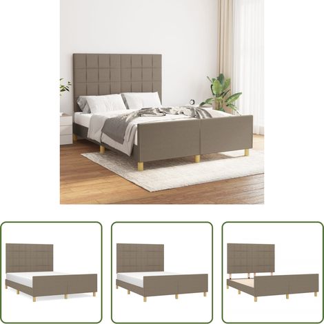 Kopfteil - Bettgestell ohne Matratze Taupe 140x190 cm Stoff (1/5)