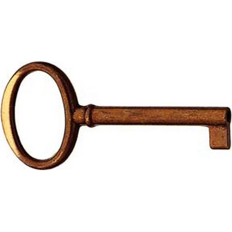 5PZ CHIAVI PER MOBILI MOD.33706 IN OTTONE PATINATO PULITO TESTA FOUME' - MM.70X34 LUNGHEZZA GAMBO MM.42
