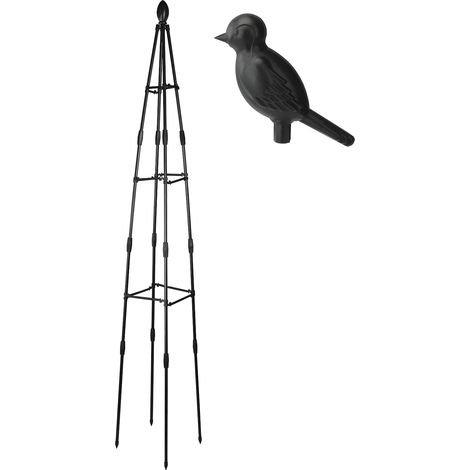 Soporte para plantas de metal recubierto de plástico – Juego de celosías blancas/negras de 80/120/160 cm con ramas cruzadas, cabeza de pájaro y adornos de capullos para jardines de flores, huertos y f (1/5)
