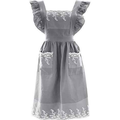 Tablier pour femme avec deux poches, bretelles réglables, en dentelle coton-lin, adapté aux activités telles que le jardinage, la cuisine, la peinture, le nettoyage et le soin des ongles. (1/5)