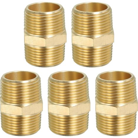Raccord de Tuyau Hexagonal En Laiton Massif, Adaptateur Filetage, Lot 5, 1/4" Npt X 1/8" Npt, Connecteurs Ligne D'Eau Mâles - 3/4" NPT x (1/5)