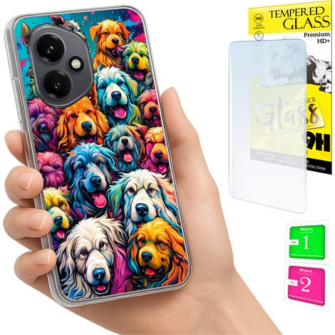 Funda para Honor X7d / 400 Smart Photo Case Back Cover Dogs + cristal 9H (1/5)