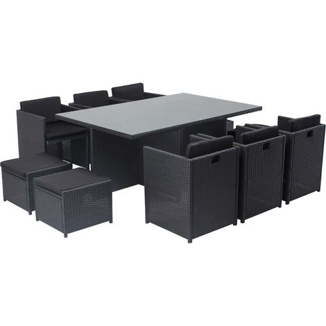 Conjunto de muebles de jardín 10 plazas negro/negro + funda protectora MIAMI (1/3)