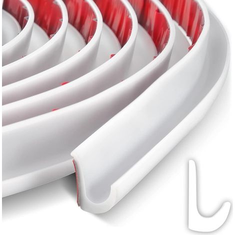 Gouttière Camping Car 5 Mètres de Bande de Caoutchouc Pour Gouttières Bande de Protection en PVC Déflecteur d'eau de pluie en forme de J - Autocollante Pour Portes et Gouttières - Blanc (1/5)