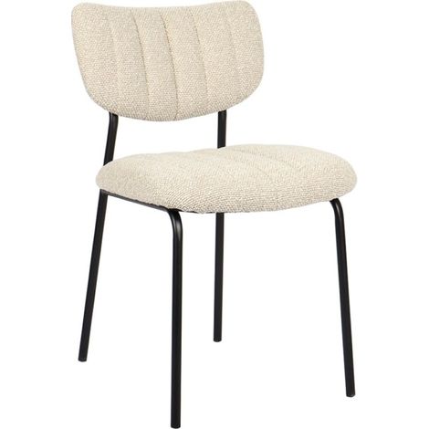 Set di 2 sedie NORAYA - Tessuto beige - Piedi in metallo - Design compatto - Eleganza naturale e raffinata