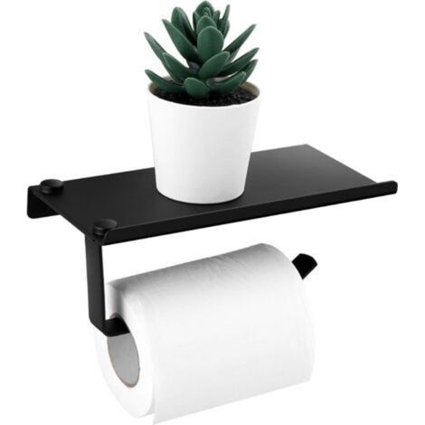 Toilet paper holder, SUS 304 stainless steel toilet roll holder for bathroom/toilet with storage platform (black) - Fei Yu (1/5)