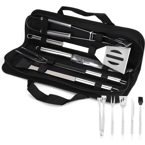 Piece BBQ Set, Stainless Steel BBQ Set, BBQ Tools, BBQ Accessories, Garden, Outdoor, Hiking MUMU (1/4)