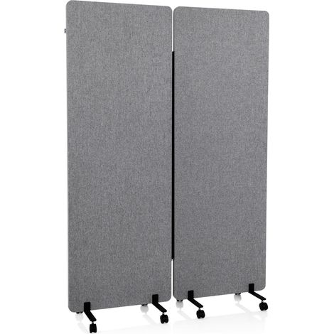 HJH Office 891006 Divisori acustici Mobile FLEXMIUT 177 x 60 cm, Set da 2 Pezzi, Schermo Acustico, Tessuto Grigio Scuro (1/5)