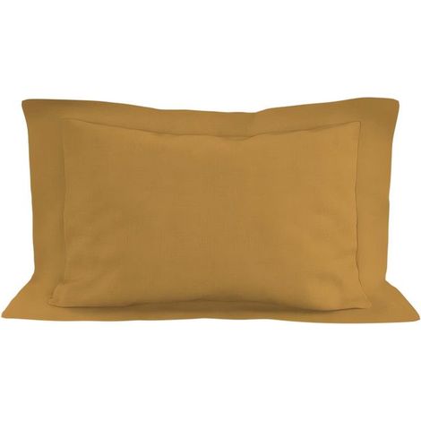 Filiyano – oreiller en coton 57 – Taie d'oreiller en coton 57 fils, 50 x 70 cm, couleur moutarde UNI, par Soleil d'ocre, jaune (1/5)