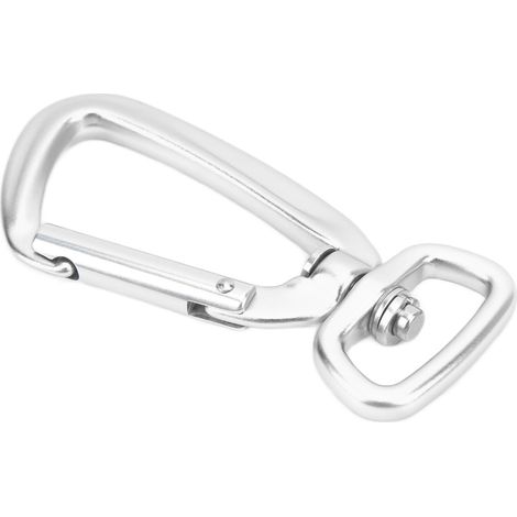 Mousqueton rotatif en alliage d'aluminium à base carrée et anneau en D pour attacher une laisse de chien et un cerf-volant d'extérieur (argenté) (1/5)