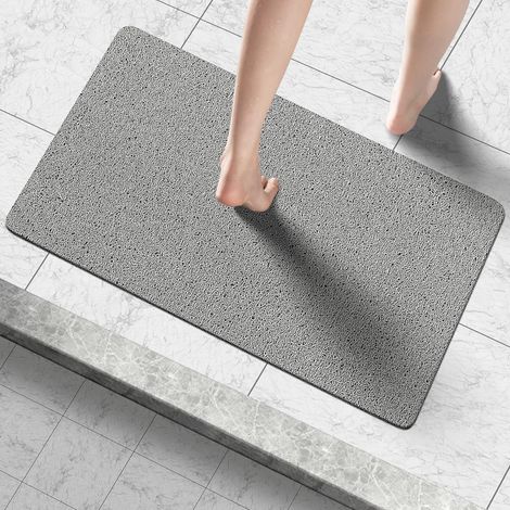Tapis de douche, tapis de bain, tapis de douche en PVC anti-moisissure, 60 x 40 cm, pour douche et salle de bain (gris) (1/5)