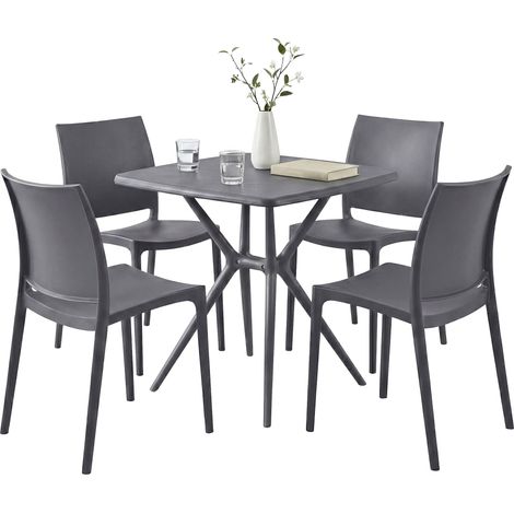 Gartenmöbel-Set Amino mit 4 Stühlen dunkelgrau
