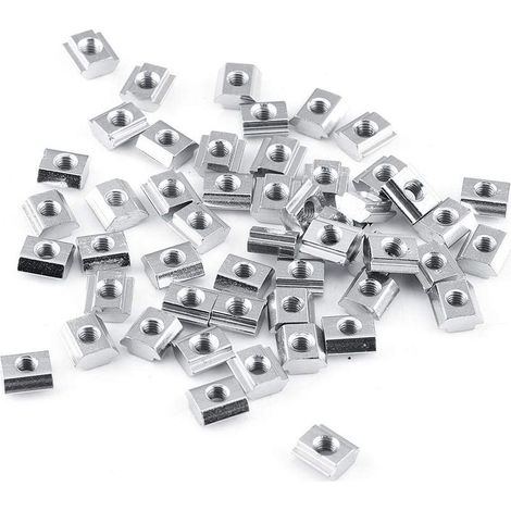 Écrous en T série 50 pièces coulissant Type UE 20/30 M4/M5/M6 glissière de filetage en acier au carbone dans la tête de marteau écrou en T pour accessoires de profil d'extrusion en aluminium(EU20-M4) (1/5)