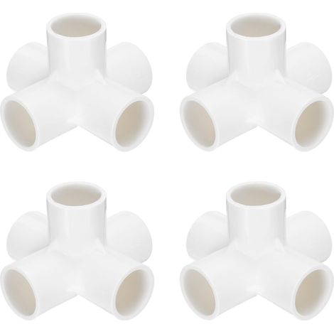 Raccords Tuyaux PVC à 5 Voies, 4 Pièces, Coude 2,5 Cm, pour Meubles, Raccords Coudés à 90 Degrés, pour Égouts, Plomberie, Drainage, Alimentation Eau, Blanc (1/5)