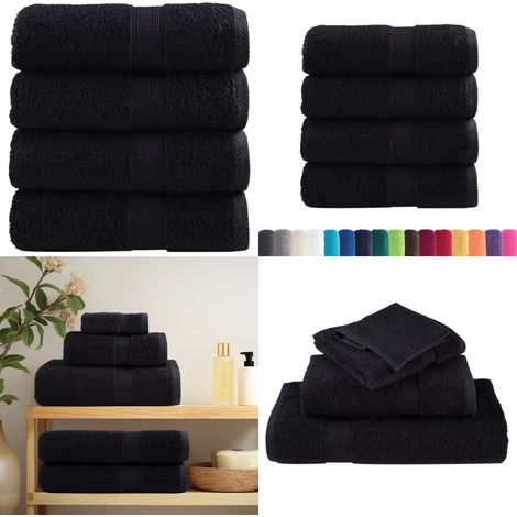 Premium-Gästetücher SOLUND 4 Stk. Schwarz 30x50 cm 600 g/m² - Baumwolltuch - Badetuch (1/5)