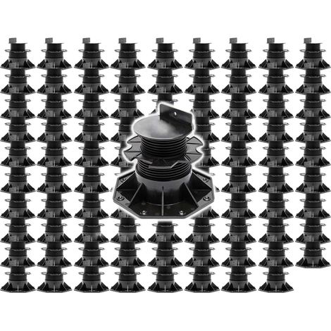 XPOtool Lot de 90x Plots de terrasse – Charge 2700 kg – Hauteur réglable 60-128 mm – en PP – Pieds de support pour Lames Dalles Lambourdes