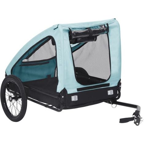 Remorque à vélo pour animaux de compagnie bleue et noire