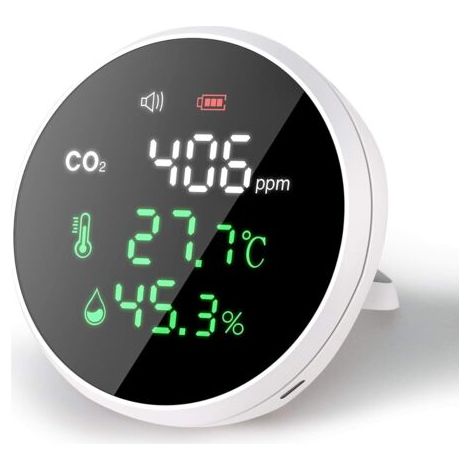 Moniteur de CO2, Capteur de CO2 Moniteur de Qualité de L'air Intérieur pour CO2 Température Humidité avec Écran LCD et Fonction Alarme - Plage De 400 À 5000 PPM