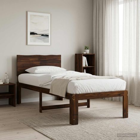vidaXL Single Bed Frame with Headboard ROSTOCK Dark Brown 90 x 190 cm (1/5)