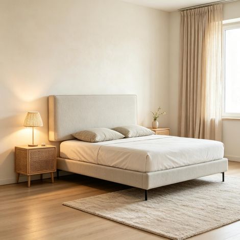 Besoin d’un appui confortable Tête de lit rembourrée en lin, design mural, pour chambre et lit ≤ 140 cm (1/5)