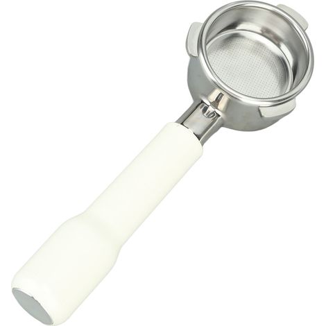 Porte-filtre sans fond 54 mm en acier inoxydable à 3 oreilles pour cafetière Breville 8 Type C2, en plastique blanc (1/5)