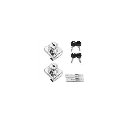 Set di 2 serrature in lega di zinco per ante in vetro, serrature per vetrine, serrature antiruggine per ante di armadi, per ante in vetro da 5 a 12 mm, non richiedono foratura, con 4 chiavi. (1/5)