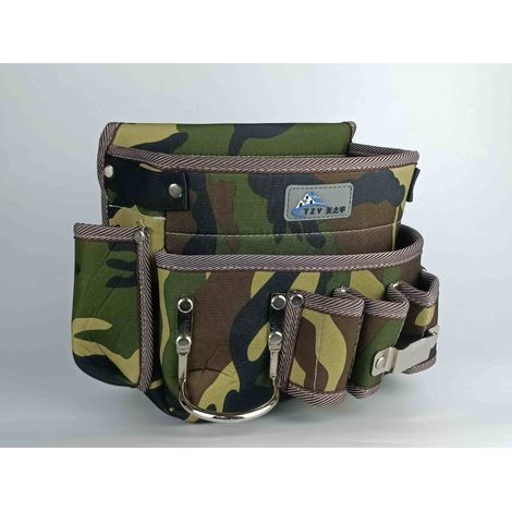 Kit herramientas empapelar lienzo pared colores tela Oxford, riñonera multifuncional mantenimiento, bolsa herramientas electricista cinturón camuflaje ganchos