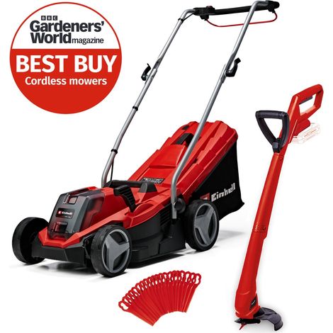 Einhell 18v Cordless Lawnmower 33cm Power X-Change Lawn Mower + Strimmer - Bare (1/5)