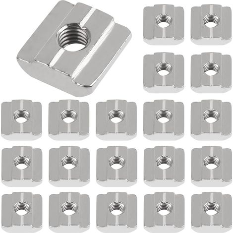 Lot de 20 écrous de rainure Nut 8 - Type B, M6, ensemble de pierres à rainure T en acier au carbone pour profilé en aluminium, série 30
