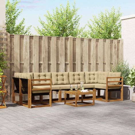 Outdoor-Sofagarnitur mit Kissen 8 pcs Natur und Beige