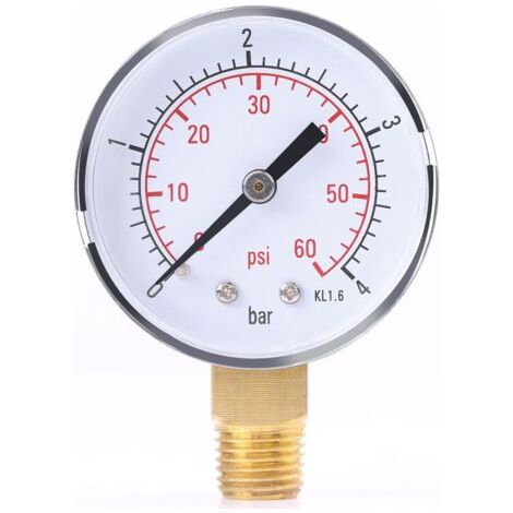 1 PC Mini jauge de pression pour le mazout ou l'eau Manomètre à double échelle0 -4bar / 0-60psi NPT (1/5)