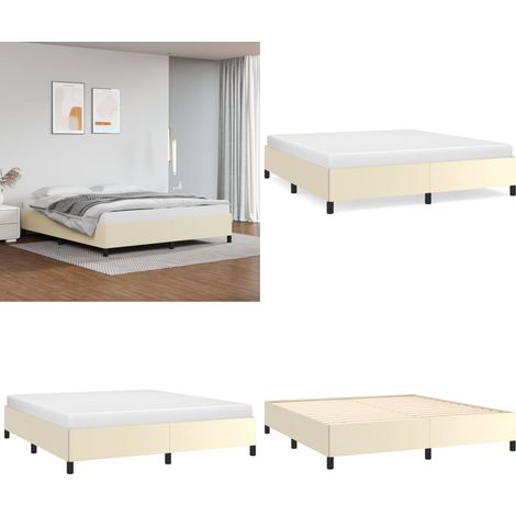 Cadre de lit sans matelas crème 180x200 cm similicuir - Cadre De Lit - Lit Double - Similicuir - Literie - Meubles Chambre - Home & Living (1/5)