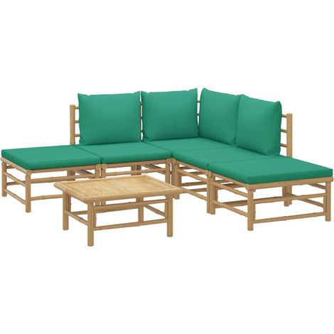 Mobili da giardino mobili da esterno Set di mobili da 6 pezzi con cuscini in bambù verde 020016956