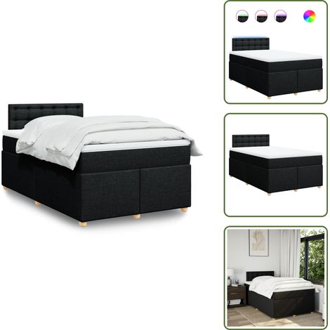 vidaXL Sommier à lattes de lit avec matelas Noir 120x200 cm Tissu (1/5)