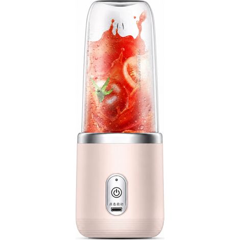 Blender Portable Rechargeable Rose, Gobelet Individuel avec Couvercle et 6 Lames (1/5)