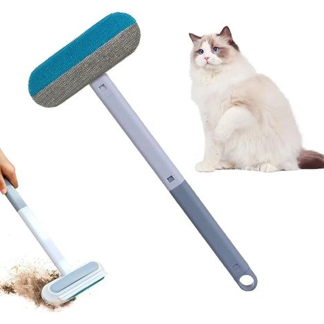 Lot de 2 brosses anti-poils d'animaux — Outil de nettoyage multifonctionnel 3 en 1 à long manche — Pour chiens, chats, vêtements et tapis (1/5)