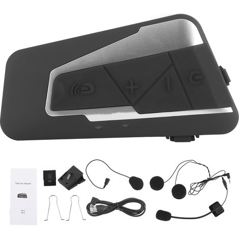 Casque moto Bluetooth intercom 3 motards kit oreillette micro multifonction appel musique GPS radio (1/5)