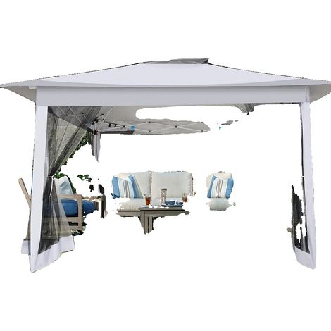 Abri de jardin, toile imperméable, moustiquaire incluse, Gris Clair (1/2)