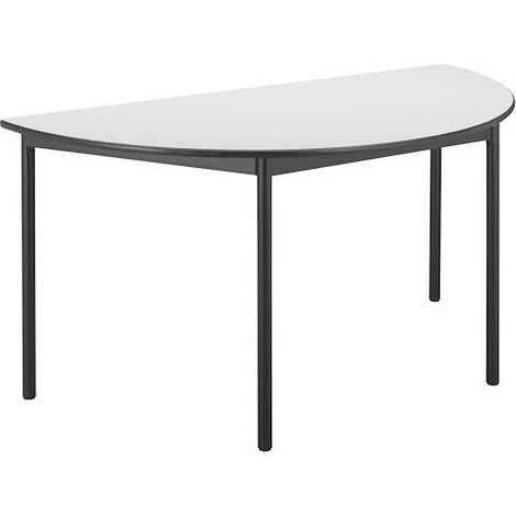 Table multi-usages demi-rond L 140 x P 70 cm, piétement noir - Confort - plateau gris - Maxiburo