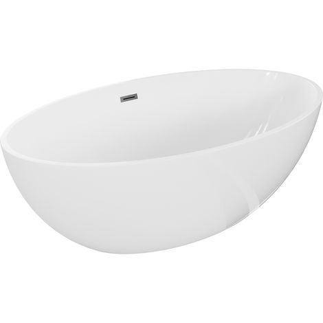 Mexen Nike freistehende Badewanne 175 x 100 cm, weiß, Überlauf Gun Metal - 54071751000-95 (1/5)