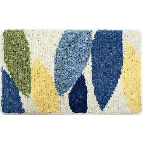 Tapis de bain décoratif citron, doux, absorbant, antidérapant, à poils longs, tapis de douche/bain, tapis d'entrée intérieur, lavable en machine. (1/5)