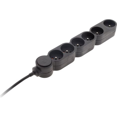 Bloc Home 6 prises 16A 2P+T câble 1,5m - Noir - Zenitech (1/5)