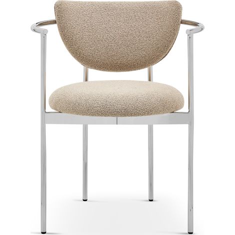Set 2 sedie da pranzo scandinave in tessuto beige kaki con struttura in acciaio (1/5)
