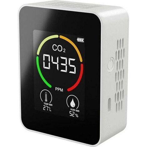 Detecteur d'air CO2 Detecteur de dioxyde de carbone Production agricole Moniteur de CO2 a effet de serre Blanc, modele: Blanc (1/4)