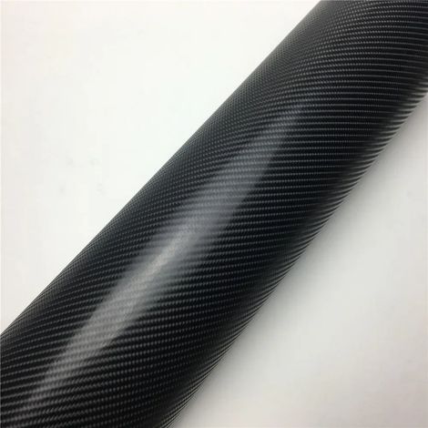 Film vinyle adhésif brillant en fibre de carbone noir carbone 4D (152 x 10 cm) pour voiture, ordinateur portable ou moto. (1/4)