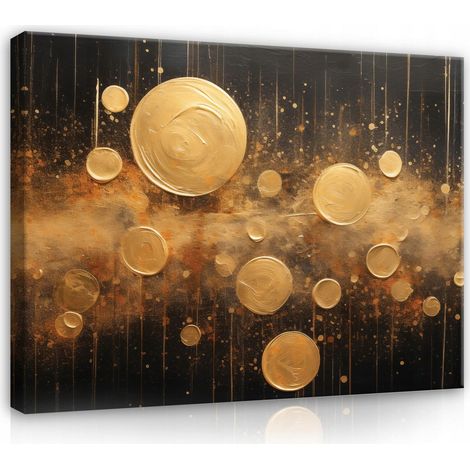Peinture abstraite or noir pour salon chambre coucher sur toile Murale 40x30 (1/3)